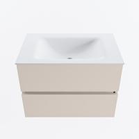 MONDIAZ VICA 70cm badmeubel onderkast Linen 2 lades. Wastafel CLOUD midden 1 kraangat, kleur Talc. - thumbnail