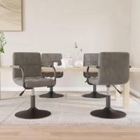 Eetkamerstoelen draaibaar 4 st fluweel lichtgrijs - thumbnail