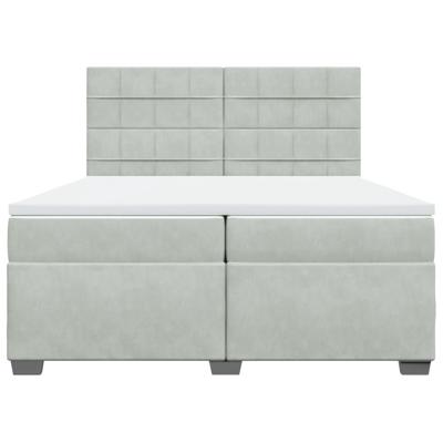 Boxspring met matras fluweel lichtgrijs 200x200 cm