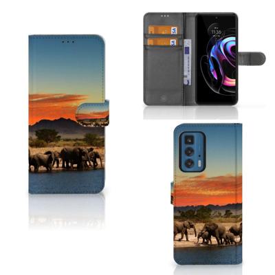 Motorola Edge 20 Pro | Telefoonhoesje | Met pasjeshouder | Olifanten Motorola Edge 20 Pro | Telefoonhoesje | Met pasjeshouder | Olifanten
