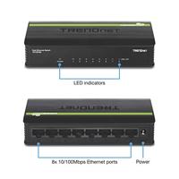 TRENDnet Greennet Ethernet Desktop plastic behuizing switch, TE100-S8 - thumbnail