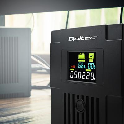 Qoltec 53770 UPS Line-interactive 1,5 kVA 900 W 2 AC-uitgang(en)