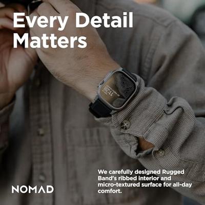 Nomad Rugged horlogeband / zwarte hardware 45/46/49 mm - Black