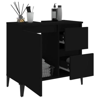 Badkamerkast 65x33x60 cm bewerkt hout zwart