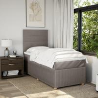 Boxspring met matras stof taupe 90x200 cm - thumbnail