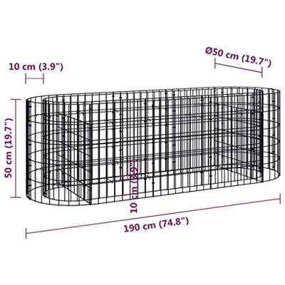 VidaXL Gabion plantenbak verhoogd 190x50x50 cm gegalvaniseerd ijzer