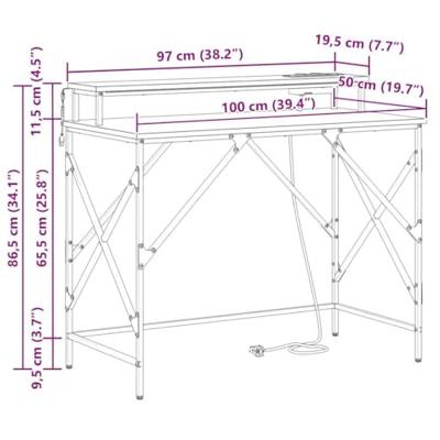 Bureau met plank Zwart eiken 100 x 50 x 86.5 cm Bewerkt hout