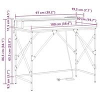 Bureau met plank Gerookt eiken 100 x 50 x 86.5 cm Bewerkt hout - thumbnail