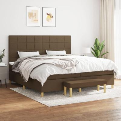 Boxspring met matras stof donkerbruin 200x200 cm