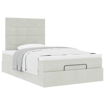 Ottoman bed met matrassen 200x200cm fluweel lichtgrijs
