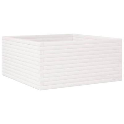 Plantenbak 100x100x46 cm massief grenenhout wit