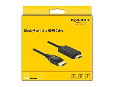 Delock 85317 DisplayPort-kabel DisplayPort / HDMI Aansluitkabel DisplayPort-stekker, HDMI-A-stekker 2 m Zwart Vergulde steekcontacten, Verdraaid, Afgeschermd Delock 85317 DisplayPort-kabel DisplayPort / HDMI Aansluitkabel DisplayPort-stekker, HDMI-A-stekker 2 m Zwart Vergulde steekcontacten, Verdraaid, Afgeschermd