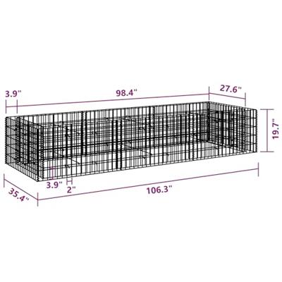 Gabion plantenbak verhoogd 270x90x50 cm staal - thumbnail