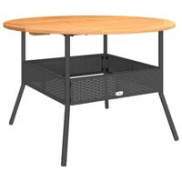 2-delige Loungeset met kussens poly rattan zwart - thumbnail