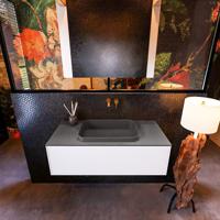 Badkamermeubelset Mondiaz Erin 100 cm met 1 Lade met RIDGE Wastafel Midden Dark grey Zonder Kraangaten Greeploos Mat Talc - thumbnail