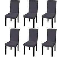 VidaXL Stoelhoezen 6 st stretch recht antracietkleurig - thumbnail