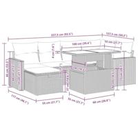 7-delige Loungeset met kussens poly rattan bruin - thumbnail