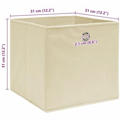 VidaXL Opbergboxen 4 st 32x32x32 cm stof crèmekleurig VidaXL Opbergboxen 4 st 32x32x32 cm stof crèmekleurig