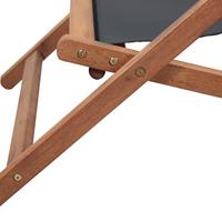 Strandstoel inklapbaar stof en houten frame grijs - thumbnail