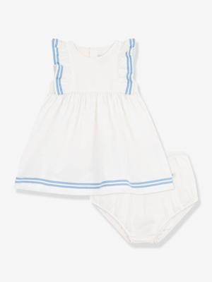 Babyjurk voor meisjes van katoen en bloomer wit