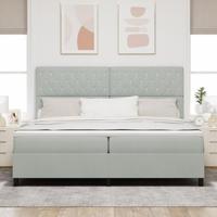 Boxspring bed met matras Lichtgrijs 200 x 200 cm Fluweel - thumbnail