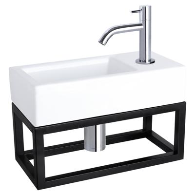 Differnz Differnz Ravo fonteinset keramiek - kraan gebogen - met handdoekrek chroom