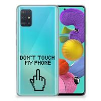Samsung Galaxy A51 Silicone-hoesje Finger Don't Touch My Phone - thumbnail