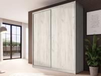 Kast MACRO 2 schuifdeuren 180 cm gebleekte eik - thumbnail