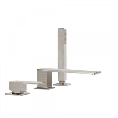 Badrandkraan Tres Cuadro Exclusive met Handdoucheset Rechte Uitloop 18 cm RVS Badrandkraan Tres Cuadro Exclusive met Handdoucheset Rechte Uitloop 18 cm RVS