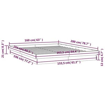 Bedframe met LED massief grenenhout wasbruin 160x200 cm