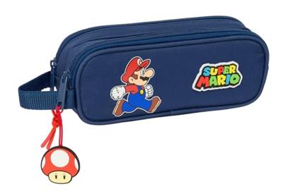 Pennenetui met 2 vakken Super Mario Trick Rood Donkerblauw 21 x 8 x 6 cm