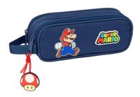 Pennenetui met 2 vakken Super Mario Trick Rood Donkerblauw 21 x 8 x 6 cm - thumbnail