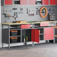 Werkbankset met lade 2 pcs Rood en Grijs 200 x 55 x 85 cm - thumbnail