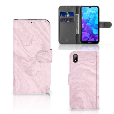 Huawei Y5 (2019) | Bookcase | Marble Pink - Origineel Cadeau Vriendin