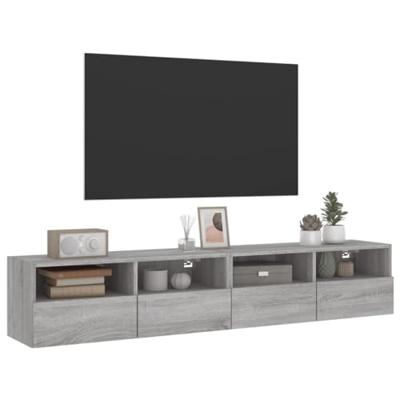 Tv-wandmeubels 2 st 80x30x30 cm bewerkt hout grijs sonoma eiken