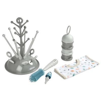 BEABA Geboorteset (grijze boomflesdruppel / licht / donkere mistdoseerdoos / siliconen flessenborstel / slabbetje van tropische stof) BEABA Geboorteset (grijze boomflesdruppel / licht / donkere mistdoseerdoos / siliconen flessenborstel / slabbetje van tropische stof)