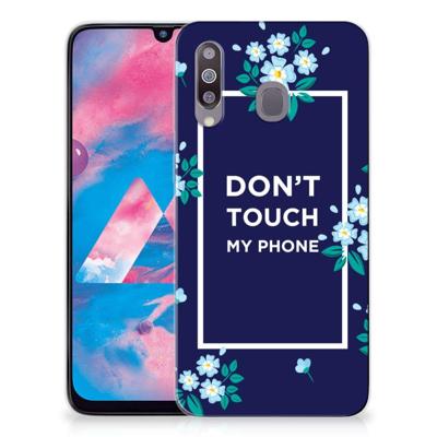 Samsung Galaxy M30 Silicone-hoesje Flowers Blue DTMP Samsung Galaxy M30 Silicone-hoesje Flowers Blue DTMP