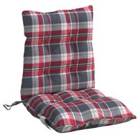 Stoelkussens 6 st lage rug ruitpatroon oxford stof rood - thumbnail