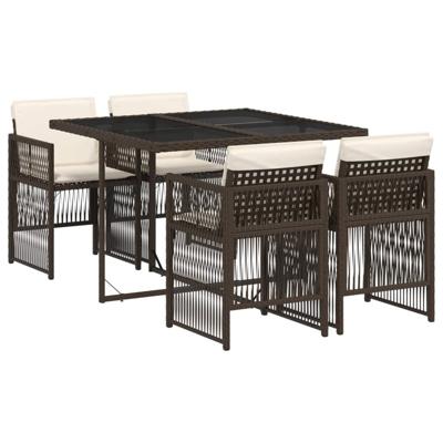 5-delige Tuinset met kussens poly rattan bruin - thumbnail