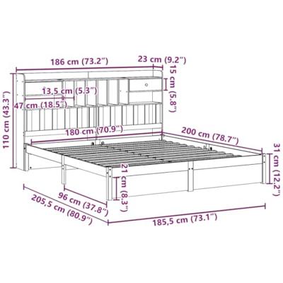 Bed met boekenkast zonder matras grenenhout wit 180x200 cm