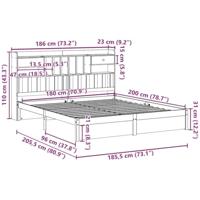 Bed met boekenkast zonder matras grenenhout wit 180x200 cm - thumbnail
