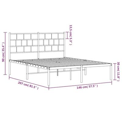 Bedframe met hoofdbord metaal zwart 140x200 cm - thumbnail