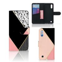 Samsung Galaxy M10 | Book Case | Zwart Roze Vormen - thumbnail