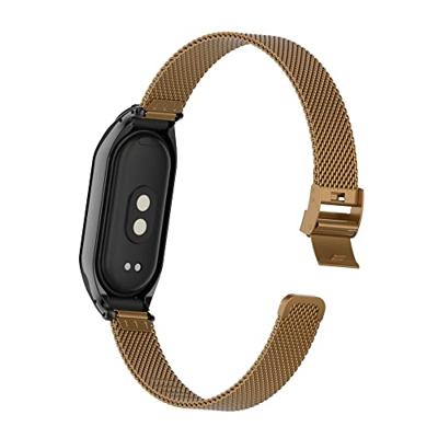 By Qubix - Milanese bandje met case - Bruin - Xiaomi Smart Band 8 & 9