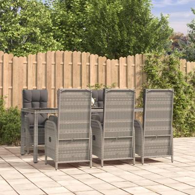 7-delige Tuinset met kussens poly rattan grijs
