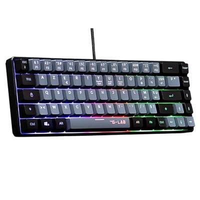 Gamingtoetsenbord - THE G-LAB - KEYZ-HYDRO-GRB/FR - 60% membraan 2 kleuren grijs + zwarte toetsen