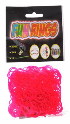TOM loombandjes Fun Rings meisjes rubber donkerroze 325 delig TOM loombandjes Fun Rings meisjes rubber donkerroze 325 delig