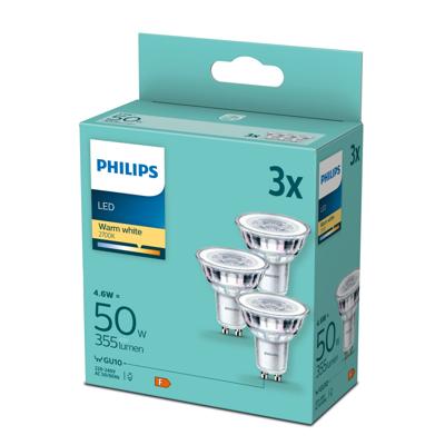 Philips LED 77791300 LED-lamp Energielabel F (A - G) GU10 4.6 W = 50 W Warmwit (Ø x l) 5 cm x 5.4 cm 3 stuk(s)