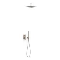 Regendoucheset Inbouw Tres Project Vierkant 30 cm Met Plafondarm en Handdoucheset met Staafhanddouche Rapid Box RVS - thumbnail