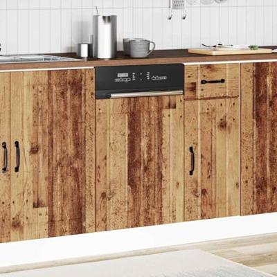 Vaatwaspaneel Lucca bewerkt hout oud houtkleurig
